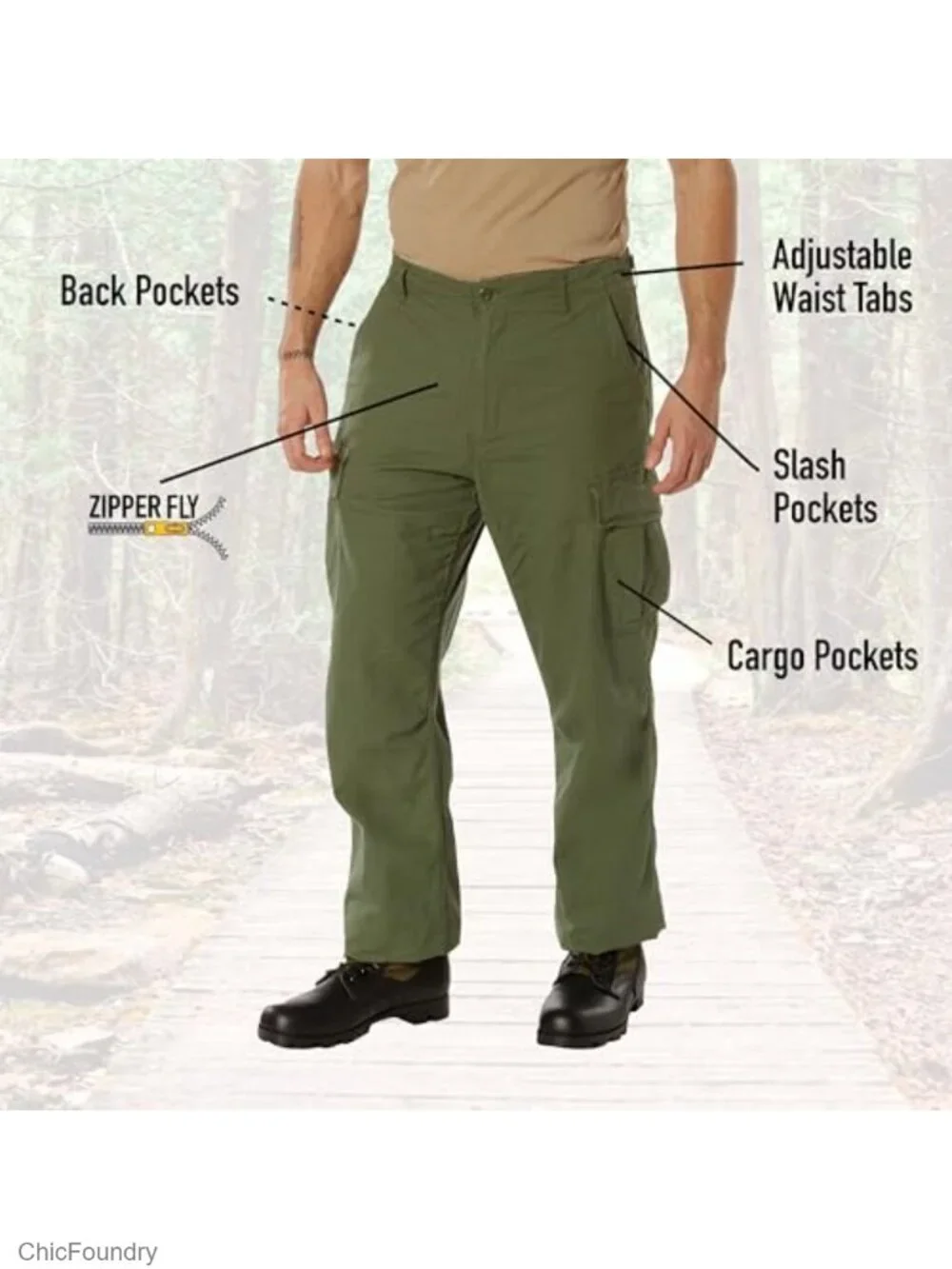 Vintage Rip-Stop Fatigue Pants - Lightweight Cotton Cargo Trousers